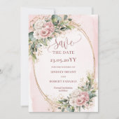 The Date Romantique Aquarelle Rose Clair Eucalyptus Save Th (Devant)