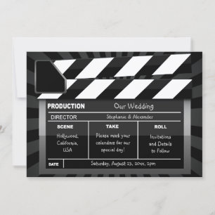The Date Tableau Clap de Cinéma Personnalisé Hollywood Save