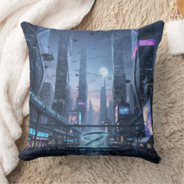 The Dawn of Tech-City Throw Pillow Kussen