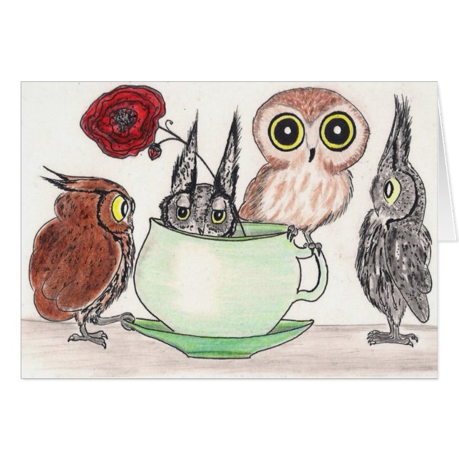 Thé de hibou - carte (Devant horizontal)