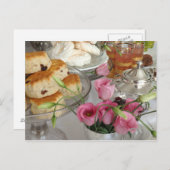 Thé de l'après-midi Carte postale Scones Fleurs ro (Devant / Derrière)