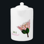 Thé de Protea<br><div class="desc">Image d'une main de Protea, la fleur nationale d'Afrique du Sud. Celui-ci est le King Protea, quelle belle fleur rose rousse !</div>