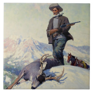“The Deer Hunter” door W Herbert Dunton Tegeltje