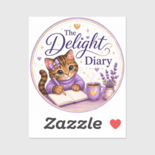 The Delight Diary Schattige Kat Paars Goud Sticker
