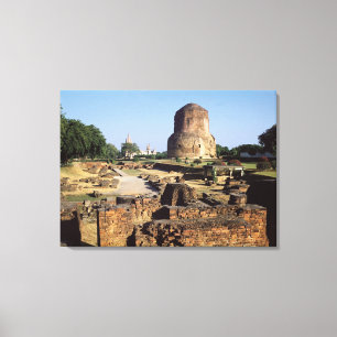 The Dhamekh stupa, c.500 AD Canvas Afdruk