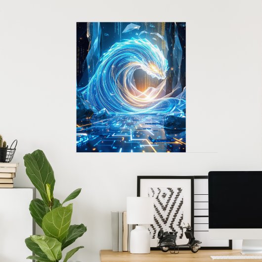 The Digital Maelstrom: Gateway to Cyber Infinity Poster (Thuiskantoor)