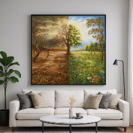 The Divide - Symbolische contrastillustratiestijl Poster