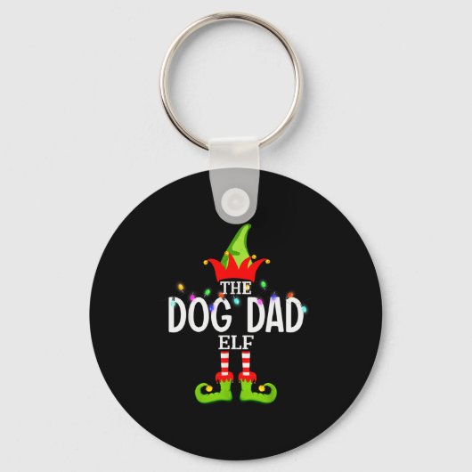 The Dog Dad Elf Christmas Matching Pajamas Men Wom Sleutelhanger (Voorkant)