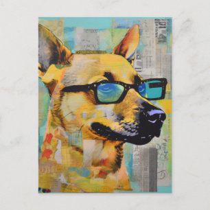 The Dog in Glasses Collage Briefkaart
