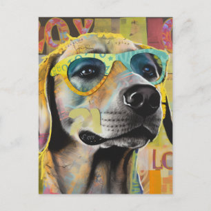 The Dog in Glasses Unique Collage Briefkaart