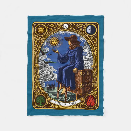 The Dreamer (the Fool) Mayor Arcana Tarot Card Got Fleece Deken (Voorkant)