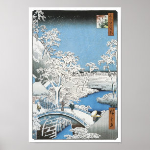 The Drum Bridge, Hiroshige, 1856-58 Poster