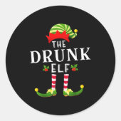 The Drunk Elf Christmas Matching Pajama Ronde Sticker (Voorkant)