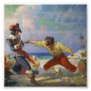 “The Duel on the Beach” door NC Wyeth Foto Afdruk