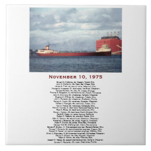 The Edmund Fitzgerald met bemanningsnamen Tegeltje