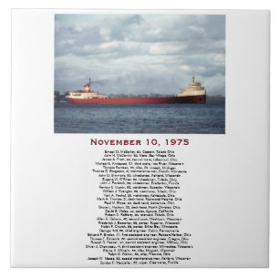 The Edmund Fitzgerald met bemanningsnamen Tegeltje