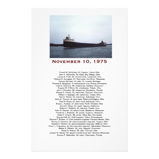 The Edmund Fitzgerald with Crew Names Gift Box Foto Afdruk (Voorkant)
