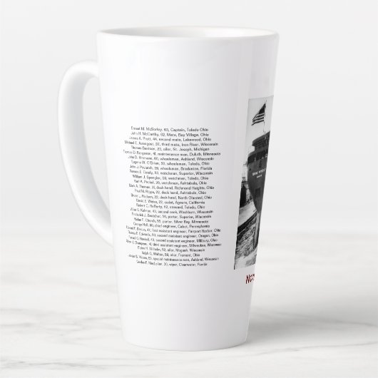 The Edmund Fitzgerald with Crew Names Latte Mok (Linkerhoek)