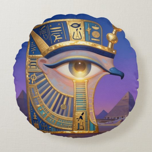 The Egyptian Eye´2 Rond Kussen (Voorkant)