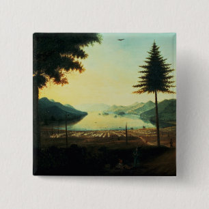 The Encampment at Lake George, New York, 1759 (oli Vierkante Button 5,1 Cm