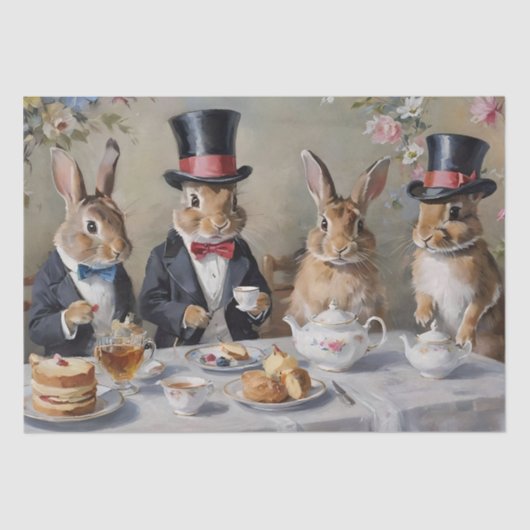 The Enchanted Hare's Tea Soiree Decoupage Tissuepapier (Voorkant)
