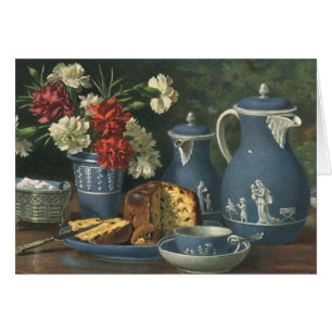 Thé et café de l'après-midi vintage, gâteau, fleur