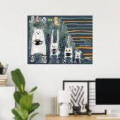 Thé et Chaussettes chaudes Poster bleu (Bureau à domicile)