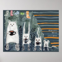 Thé et Chaussettes chaudes Poster bleu