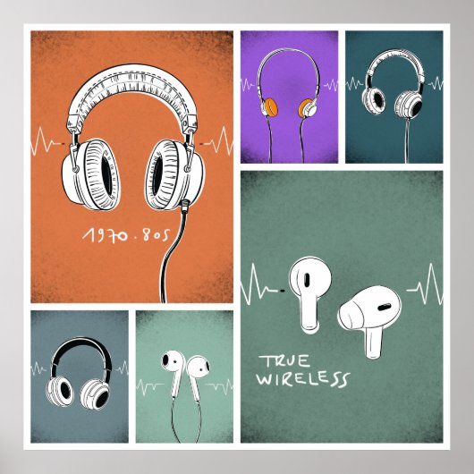 The evolution of headphones poster (Voorkant)