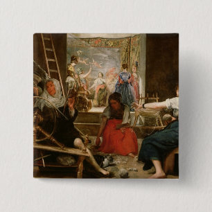 The Fable of Arachne, or The Spinners, c.1657 (oil Vierkante Button 5,1 Cm