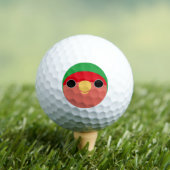 The face of a normal peach-faced lovebird golfballen (Insitu Shirt)