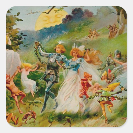 “The Fairy Dance” by ES Hardy Vierkante Sticker (Voorkant)
