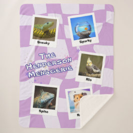 The Family Menagerie – Custom 5-Pet Photo Design Sherpa Deken