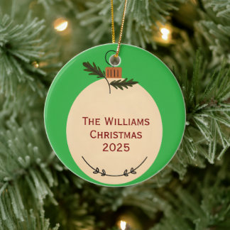 The Family Name Christmas 2025 Elegant Script  Keramisch Ornament