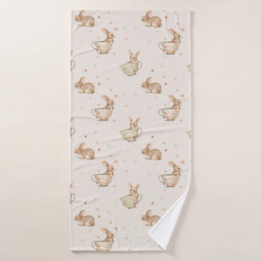 thé fête mignonne lapins (Serviette de bain)