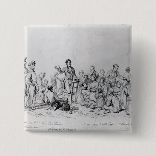 The Field Preacher, 1837 Vierkante Button 5,1 Cm