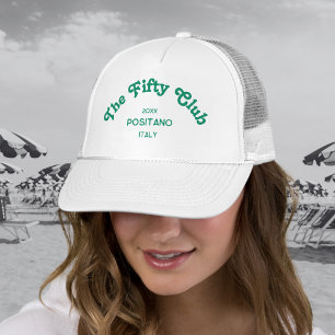 The Fifty Club Retro Groen Custom Crest Witte Trucker Pet