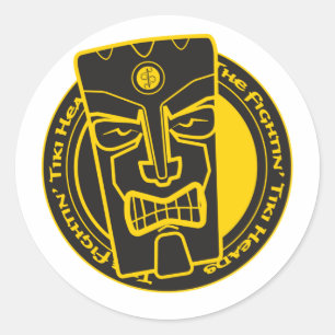 The Fightin' Tiki Heads B&Y Ronde Sticker