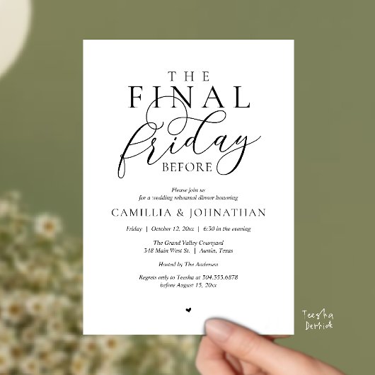 “The Final Friday Before” Romantisch Oefendiner Kaart