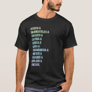 The Finger Lakes of NY  Retro List T-shirt