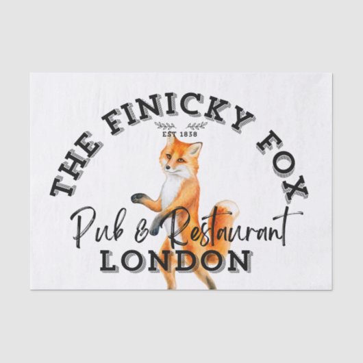 The Finicky Fox - British Pub Sign Tissuepapier (Voorkant)