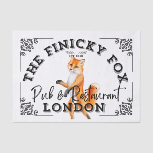 The Finicky Fox - British Pub Sign Tissuepapier (Voorkant)