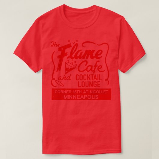 The Flame Cafe en Cocktail Lounge Retro Defunct M T-shirt (Design voorkant)