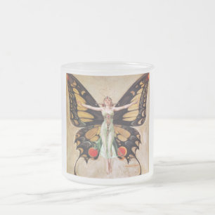The Flapper Girl's Metamorphosis to Butterfly 1922 Matglas Koffiemok