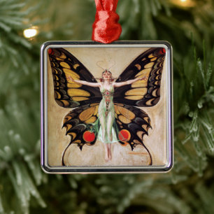 The Flapper Girl's Metamorphosis to Butterfly 1922 Metalen Ornament