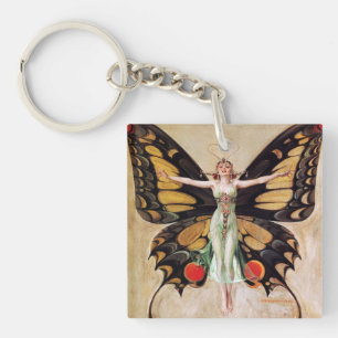 The Flapper Girl's Metamorphosis to Butterfly 1922 Sleutelhanger