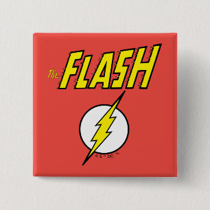 The Flash Naam & Bliksemschicht Logo Vierkante Button 5,1 Cm