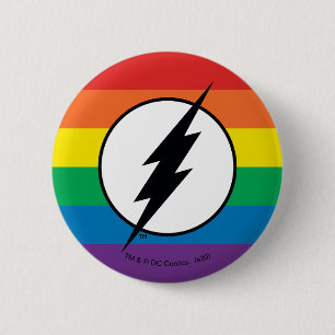 The Flash Regenboog Logo Ronde Button 5,7 Cm