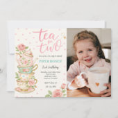 Thé Floral Rose Pour Deux Invitation Photo Anniver (Devant)