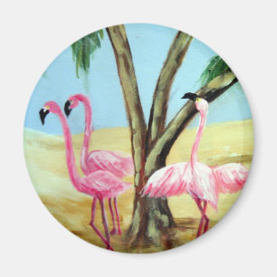 "The Florida Flamingos" Round Magnet Magneet